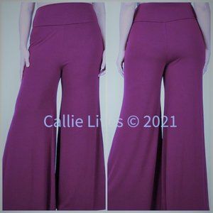 Callie Curvy Plus: Deep Purple Comfy Palazzo Pants plus sizes